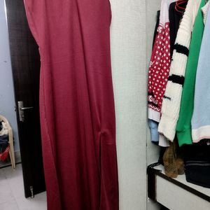 Red slit cut dress