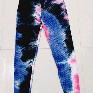 Women's High-Waist Tie-Dye Honeycomb Leggings