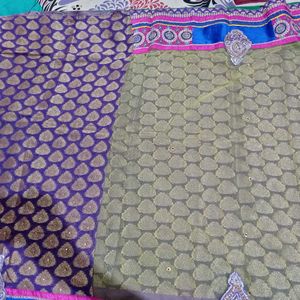 Half Net Saree With Blouse