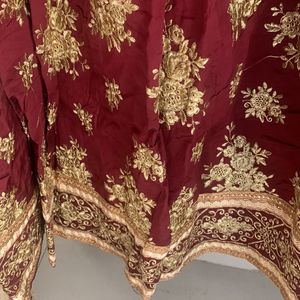 Beautiful Maroon And Gold Work Stiched Lehenga Set