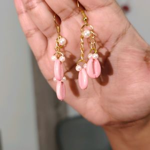 Baby Pink Cowri Earrings