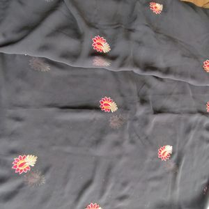 Black Floral Border Sarees (Women's)