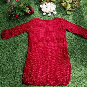 Maroon-red Polka Printed Regular Tunic