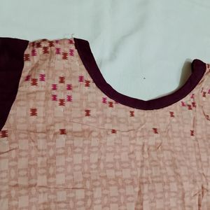 Wine Cotton Kurta