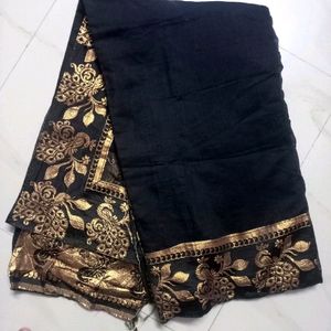 Party Wear Black Peacock Design Saree