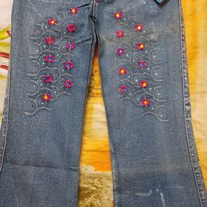 Bootcut Embroidered Jeans