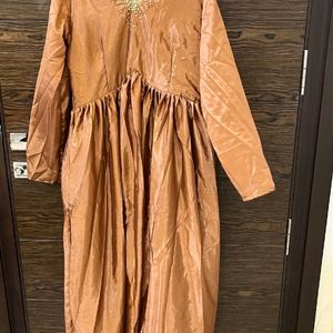 Brown Metal Color Anarkali Heavy Kurta Set