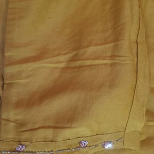 Yellow Suit With Organza Dupatta