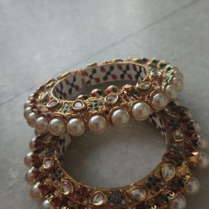 Real Kundan  Openable Screw Bangles