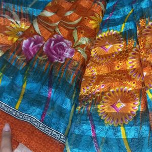 MULTICOLOUR SOFT SILK SAREE