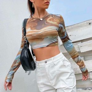 Shein Trendy Marble Print Crop Top