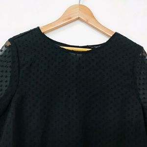 Harpa Black Bell Sleeves Sheer Top Women