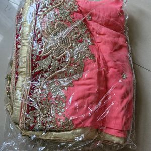 Pink Pure Georgette Extremely Heavy Saree