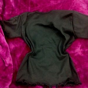 Drawstring Black Crop Top