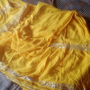 Yellow Kurta Sharara With Dupatta