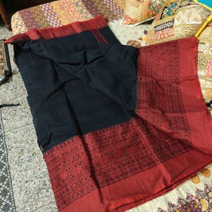 Black And Red Begumpuri Saree