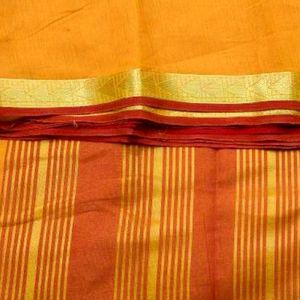 Mustard Yellow Cotton Blend Saree