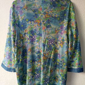 Women Blue Sheer Shirt