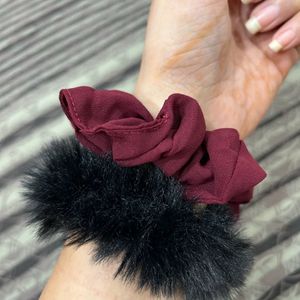 Black & Maroon Scrunchie Combo