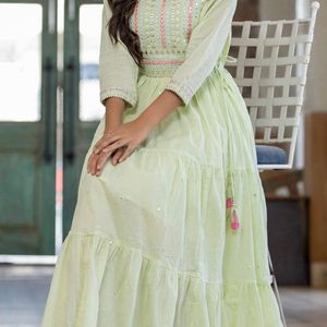 Festive Light Green Ethnic Dress