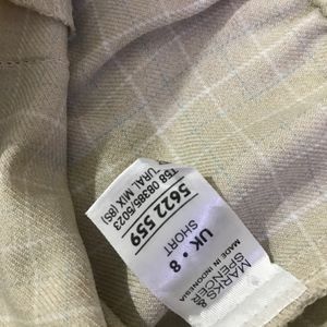 M&S Beige Light Checked Trouser Waist 28-30