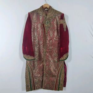 Multi Floral Printed Sharwani With Zardozi Work