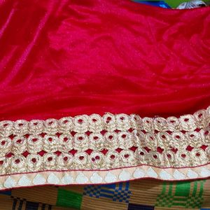 Red Party Wear Saree With Blouse
