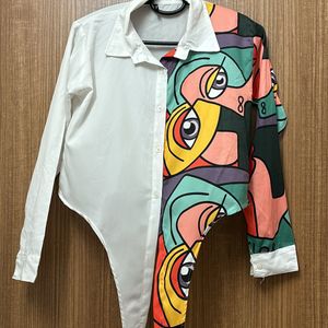 Abstract Art Tie Up And Down Shirt For Women