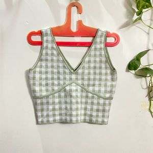 Green Checker Tank Top