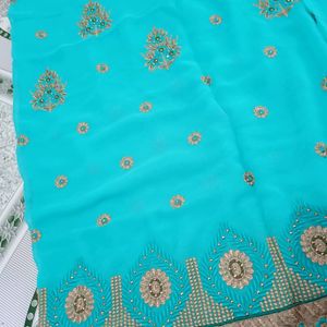 Desinger Full Worked Saree With Unstitched Blouse