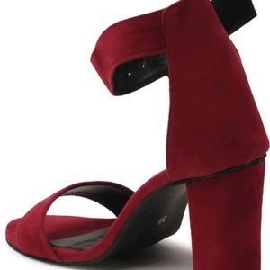 Velvet Red Heels Sandals