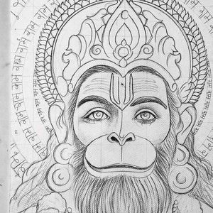 Hanuman Ji Drawing Outline