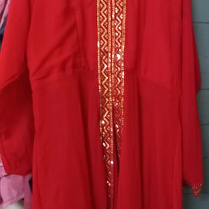 Its Red Colour Front Cut Long Kurta