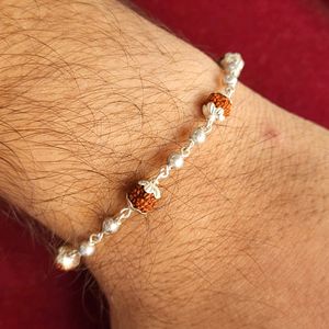 Silver Rudraksh Trendy Rakhi / Bracelet