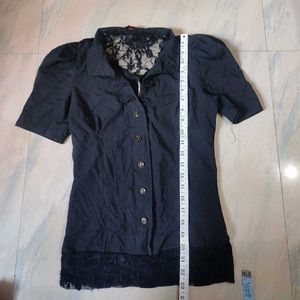 Vintage Black Top With Lace Attach L-23