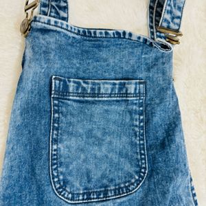 Dark Blue Denim Dungaree Skirt