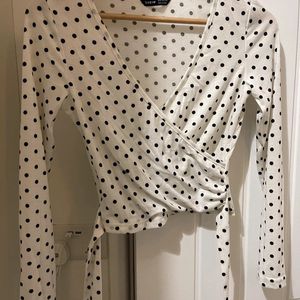 Shein polka dot wrap around top