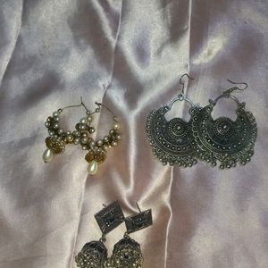 Oxidized Earring Set Of 3