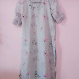 Beige organza floral kurti