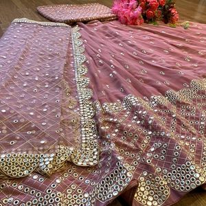 Mirror Work - Rosy Lehenga