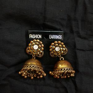 Gold Toned Oxidised Earrings