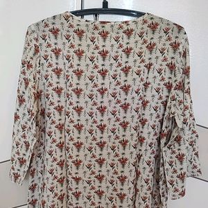 Cream Flower Printed Tunic