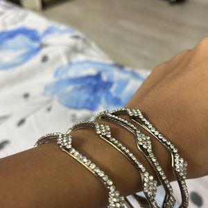 Metal Stone Embedded Bangles