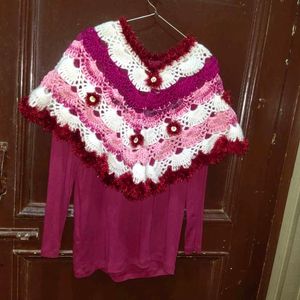 Women Top And Poncho Set