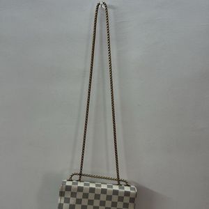 Checkered Beige And Black Sling Bag