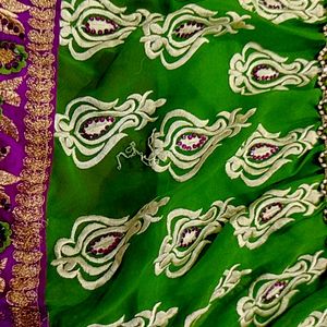 Green Purple Wedding Long Frock 💚💜