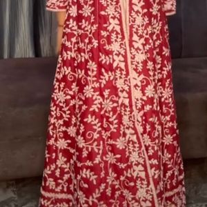 Beautiful Red Gown With Sharrara