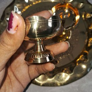 Pooja Arti Plate (Thali) With Two Diya