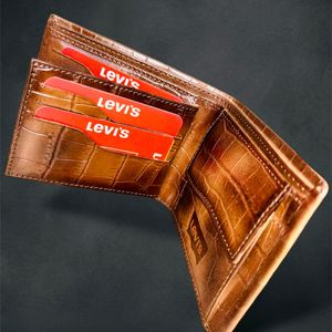 Levis Genuine Leather Wallet Men's Wooden Box