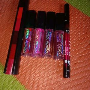 Combo Of Six Lipsticks And Eyeliner  For Women